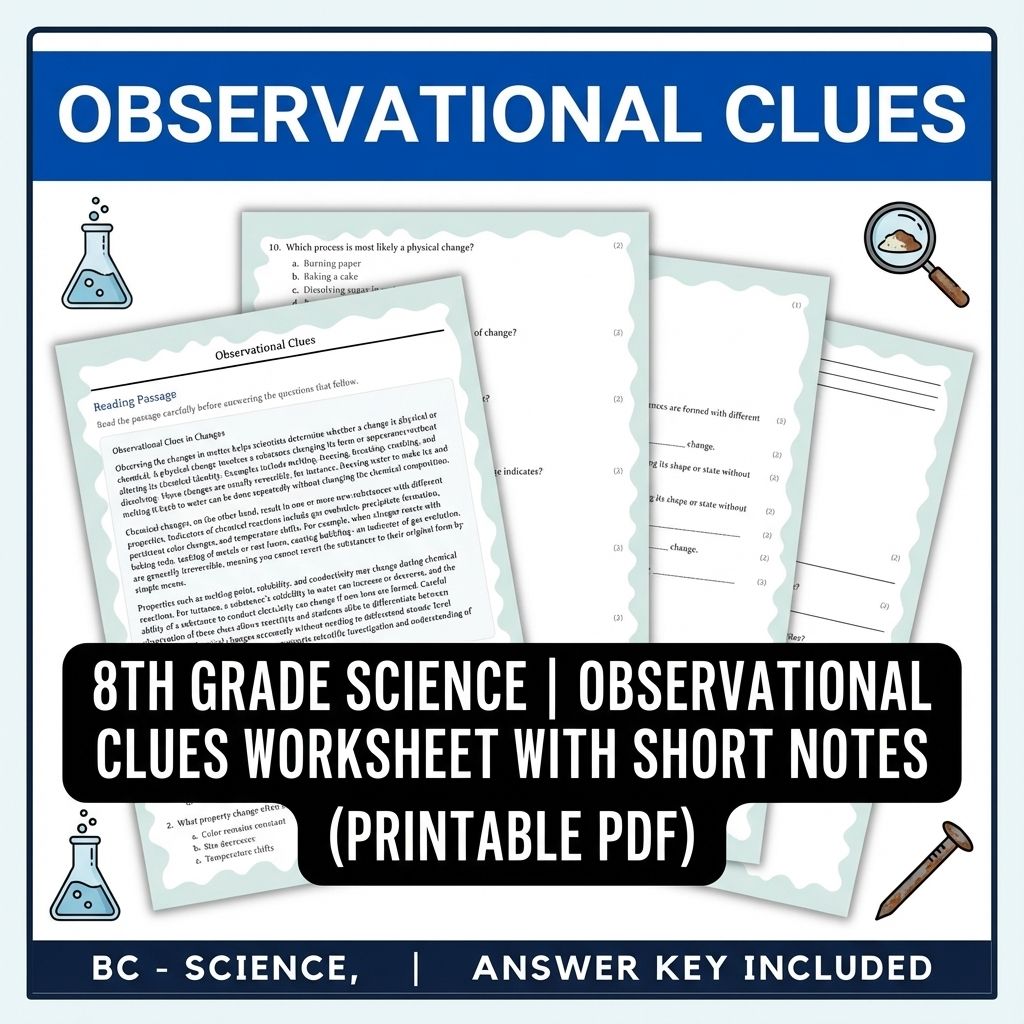 Grade 8 Science | Observational Clues Reading Worksheet (PDF + Answer Key)