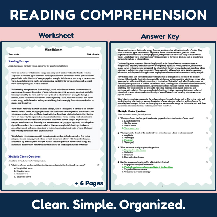 Grade 10 Science reading worksheets worksheet — Grade 10 Science | Wave Behavior Reading Worksheet (PDF + Rubric) — page 2