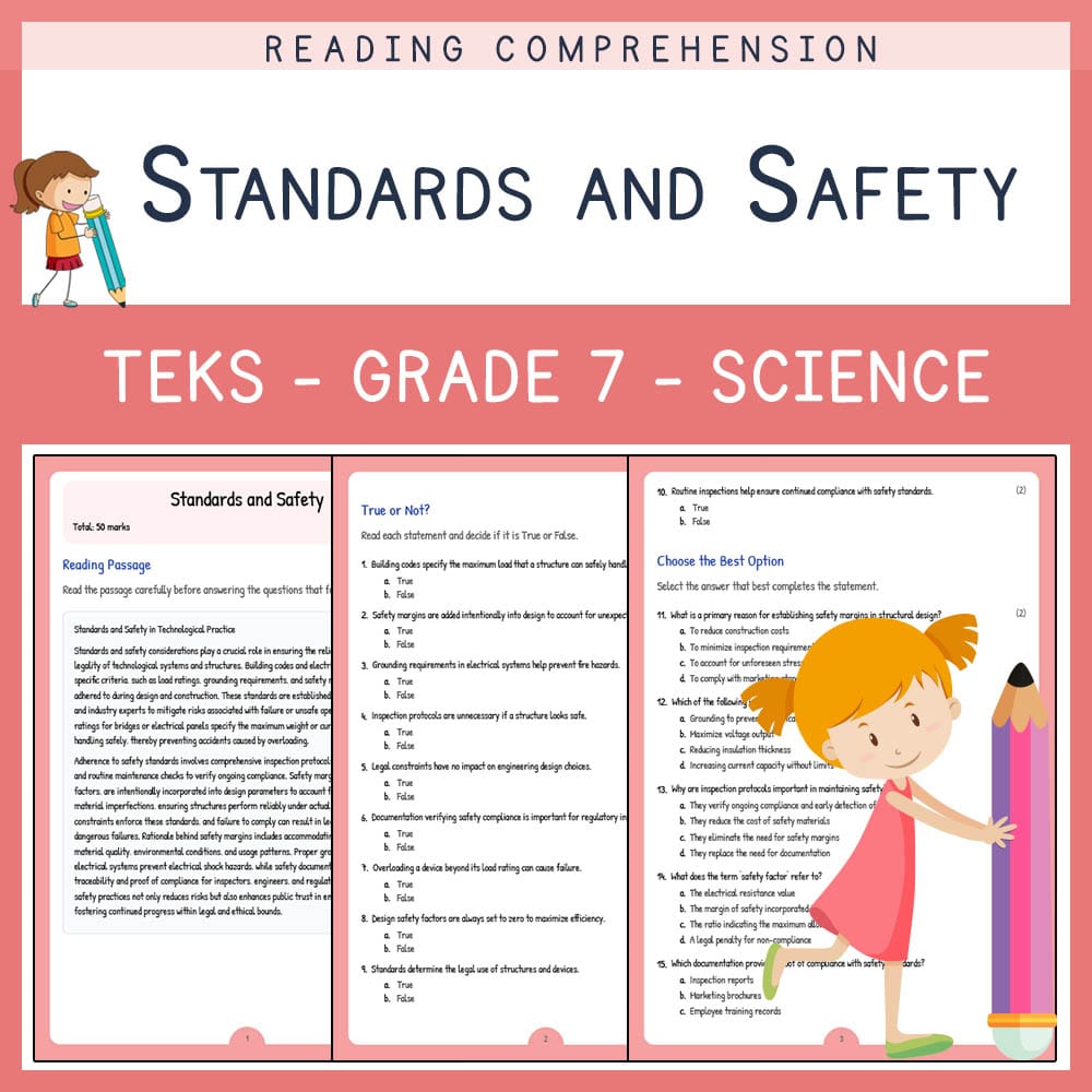 Grade 7 Science worksheet elena worksheet — Grade 7 Science | Standards and Safety Worksheet | TEKS Alligned — page 1