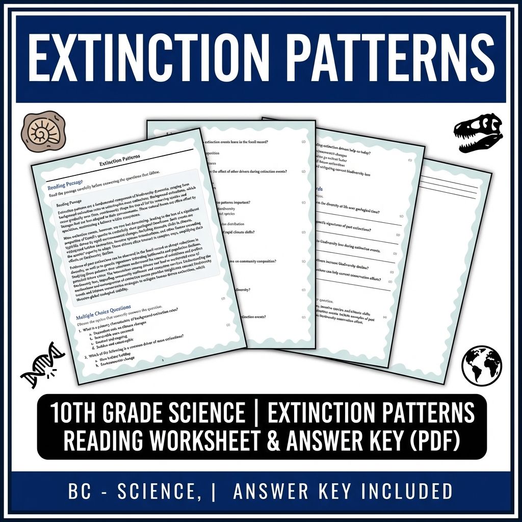 10th Grade Science | Extinction Patterns Reading Worksheet & Answer Key (PDF)