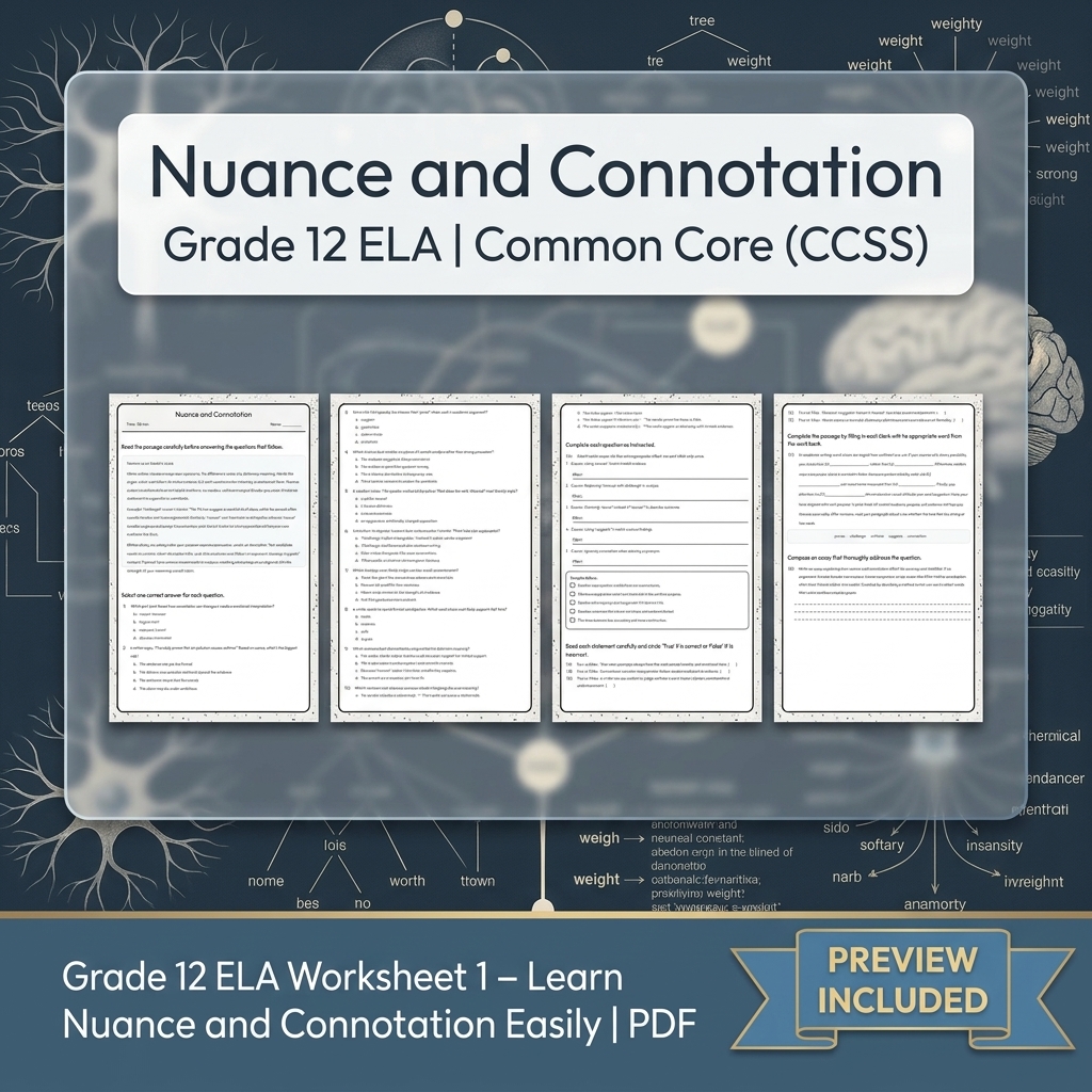 Grade 12 ELA Evidence-Based Reading & Writing Full-Year Bundle (CCSS) — included worksheet 7