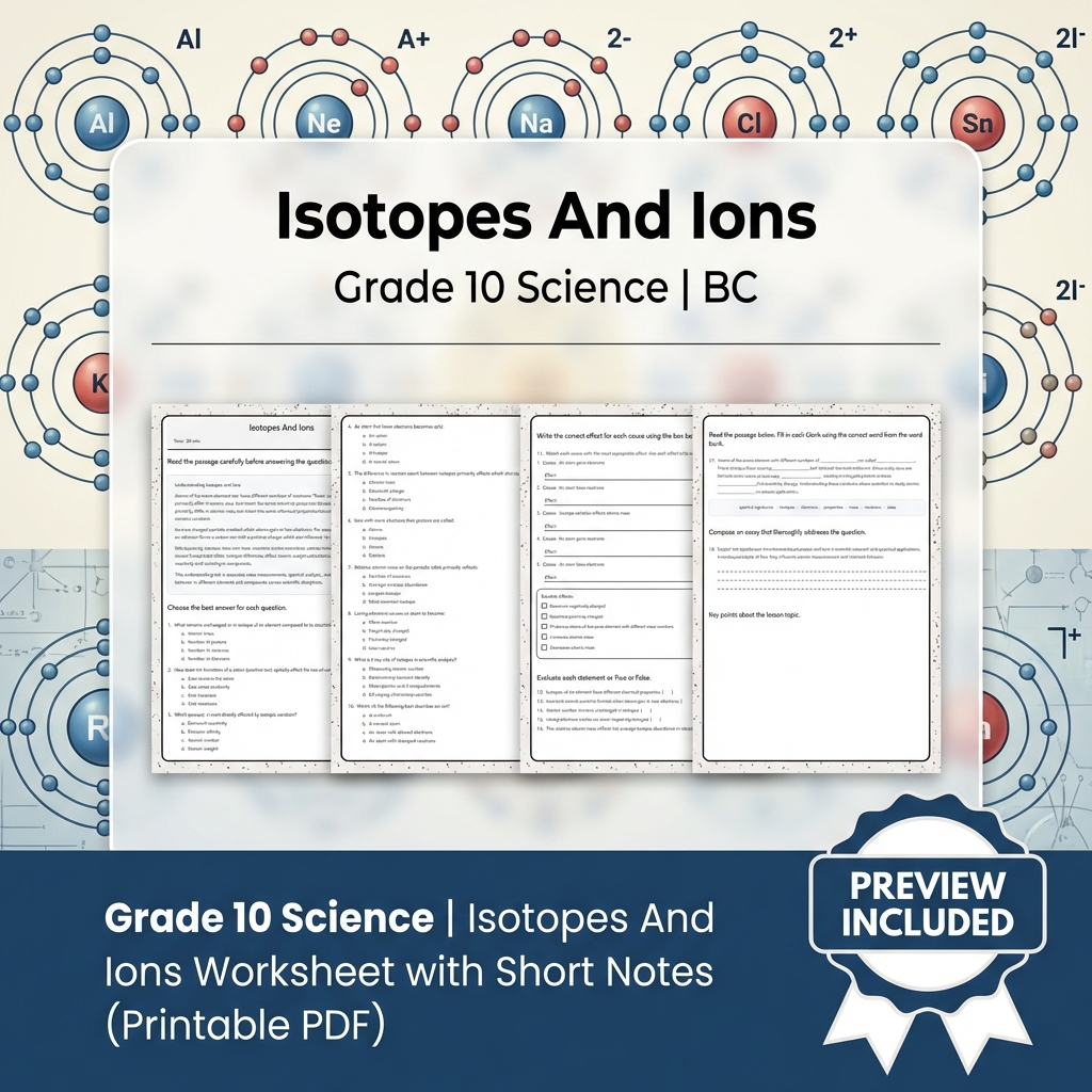 Grade 10 Science Bundle | Physics, Energy & Forces | Full Year Curriculum — included worksheet 8