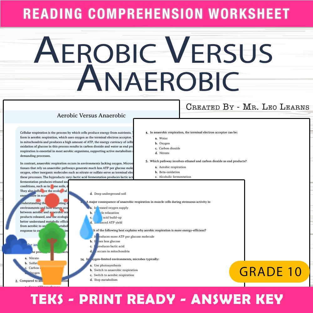 Grade 10 Science worksheet worksheet — Grade 10 Science – Aerobic vs. Anaerobic Worksheet for Mastery — page 1