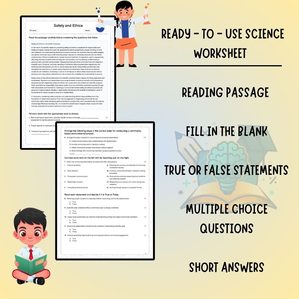 Grade 6 Science worksheet worksheet — 6th Grade Science | Safety and Ethics Worksheet (PDF ) — page 2