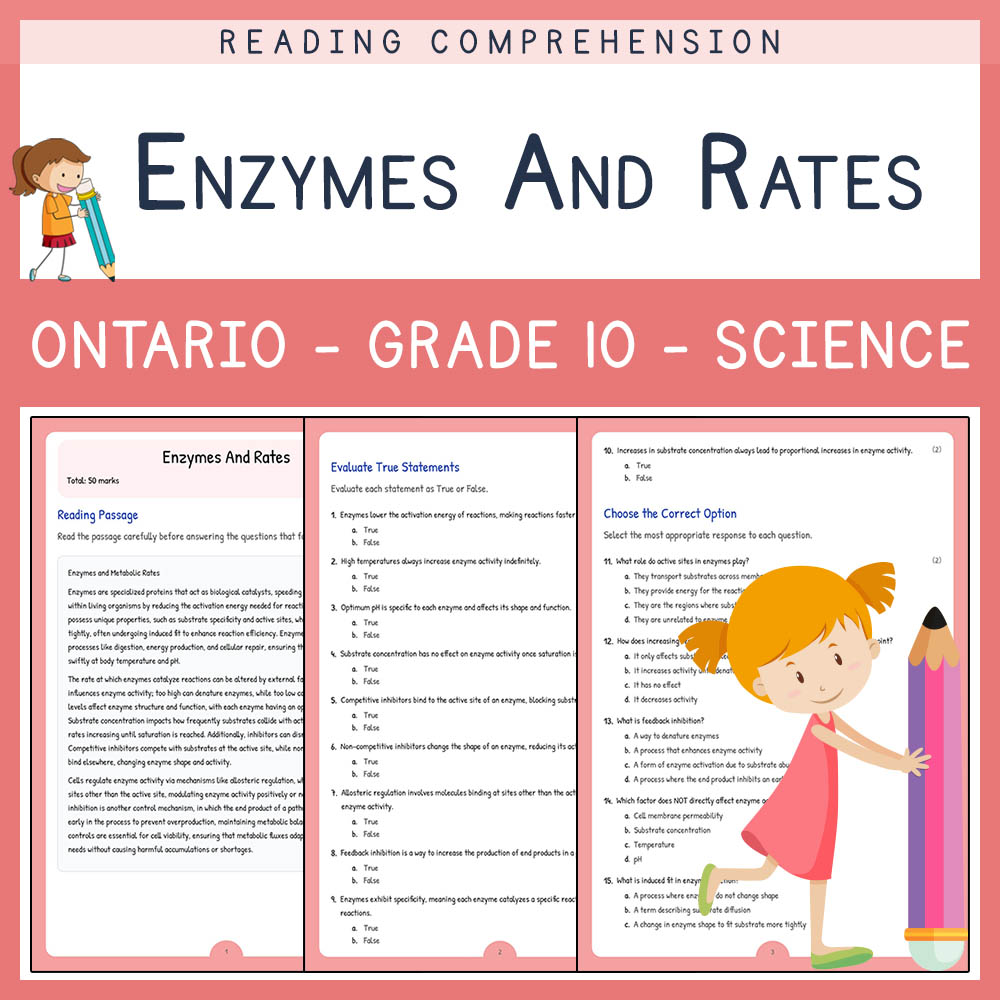 Grade 10 Science worksheet elena worksheet — Grade 10 Science | Enzymes And Rates Worksheet | Ontario Standard — page 1