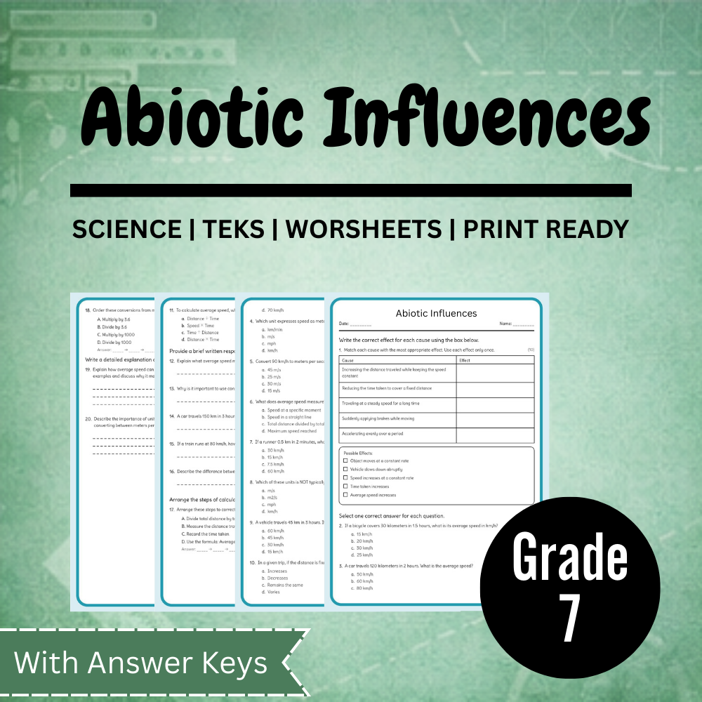 Grade 7 Science Worksheet Bundle – Ecosystems, Atomic Structure & Forces (TEKS Aligned) — included worksheet 5