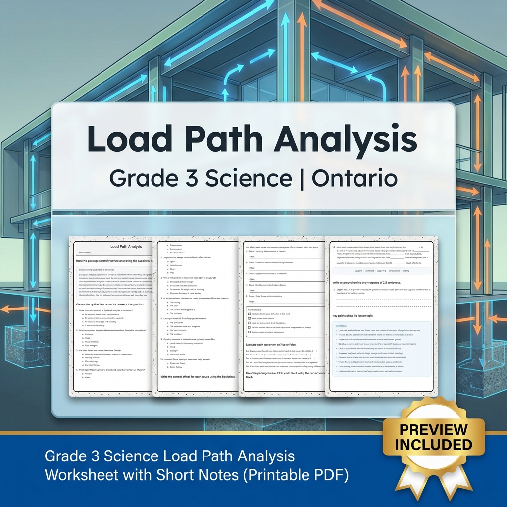Grade 3 Science Basic Structures & Materials Worksheet Bundle | Ontario   — included worksheet 4