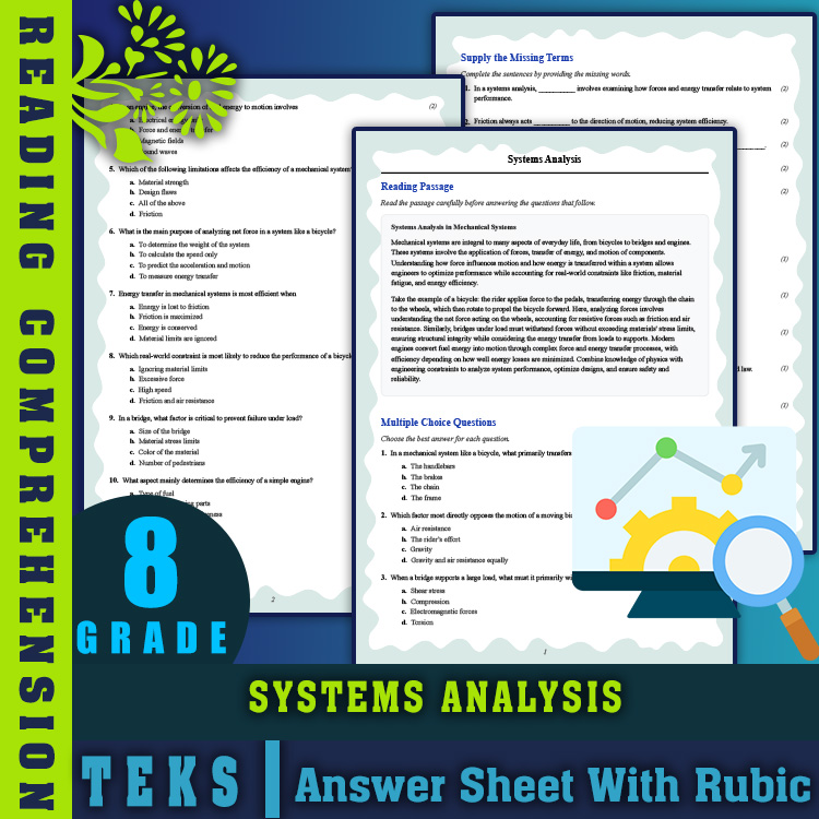 Grade 8 Science reading worksheets worksheet — 8th Grade Science | Systems Analysis Reading Worksheet with Answer Key (PDF…