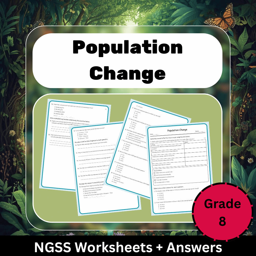 Grade 8 Science Unit Bundle: Ecosystems, Matter Cycles & Food Webs Worksheets — included worksheet 1