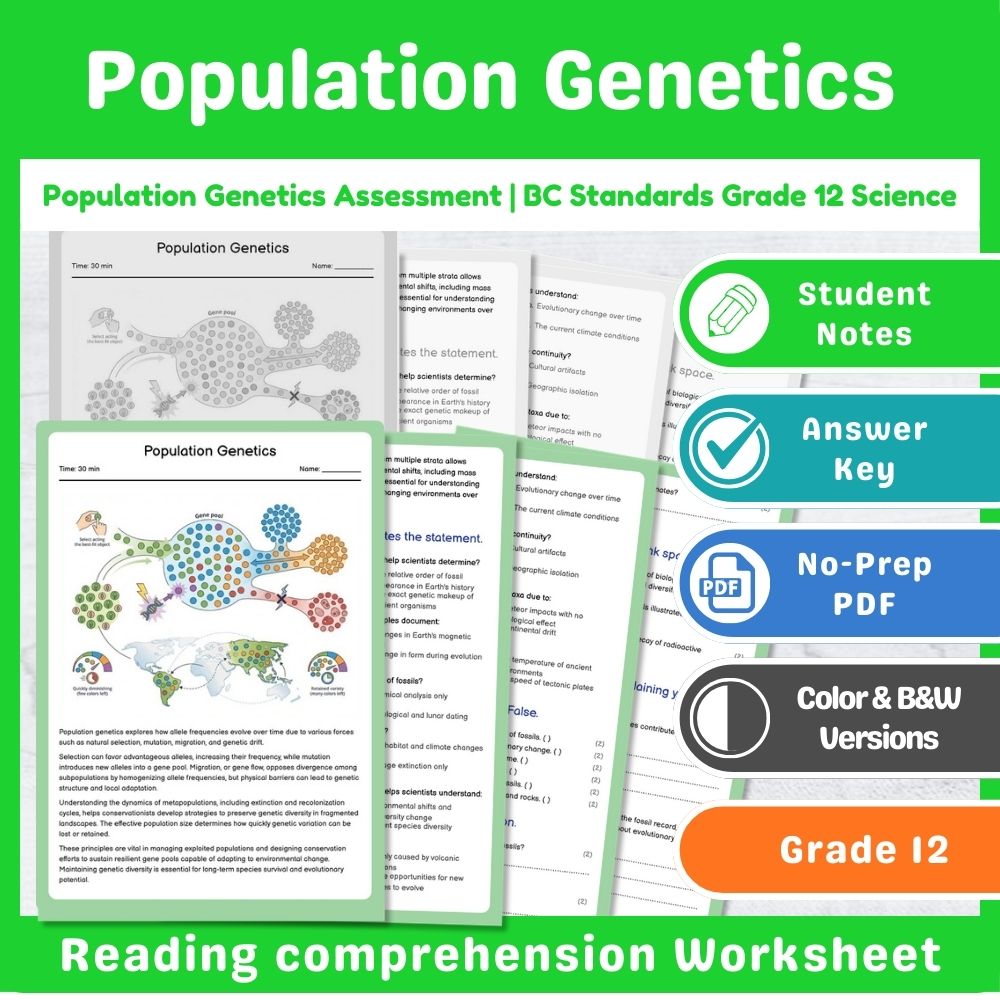 Grade 12 Science Mini Bundle – Genetics & Evolution Assessment Pack — included worksheet 3