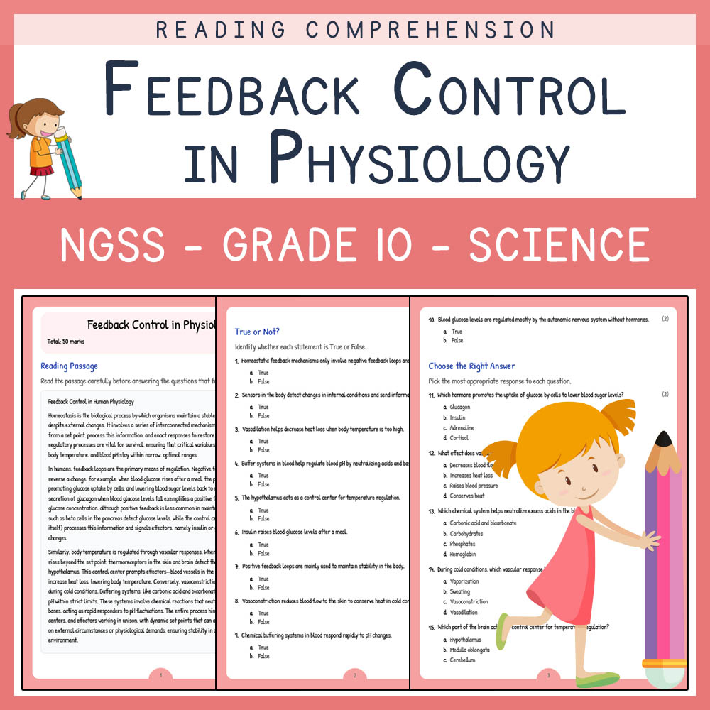 Grade 10 Science worksheet worksheet — Grade 10 Science | Feedback Control in Physiology Worksheet (PDF + Answer Key) — pa…