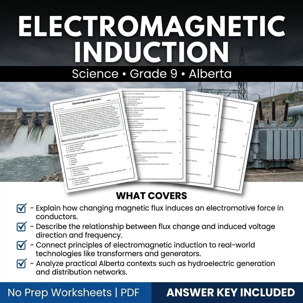 Electromagnetic Induction Worksheet for Grade 9 Science | Standard Practice