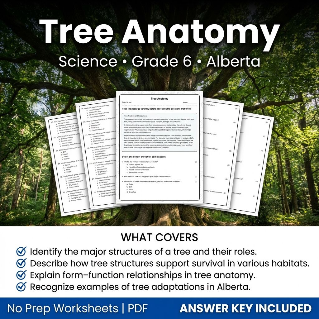 Tree Anatomy Worksheet for Grade 6 Science | Alberta Standards