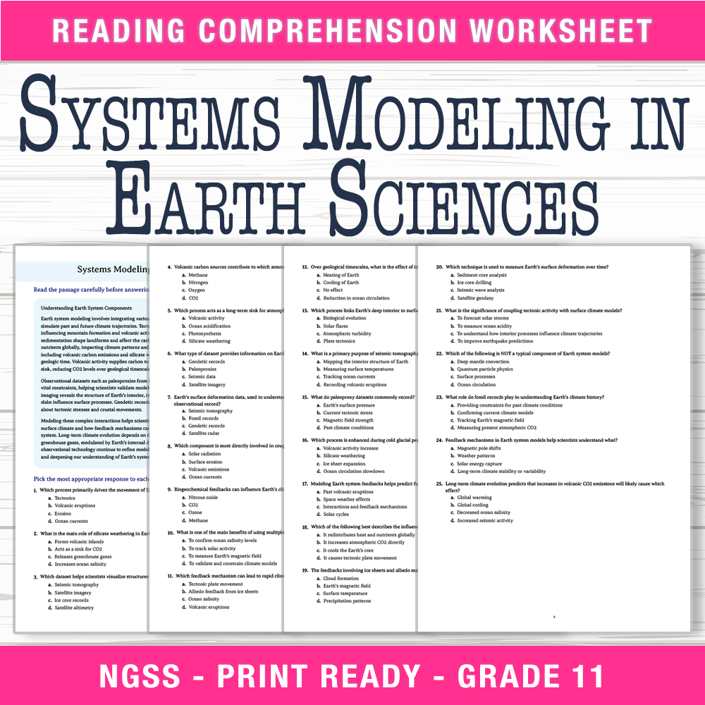 Grade 11 Science — worksheet — Grade 11 Science | Systems Modeling in Earth Sciences Worksheet (PDF) — page 1