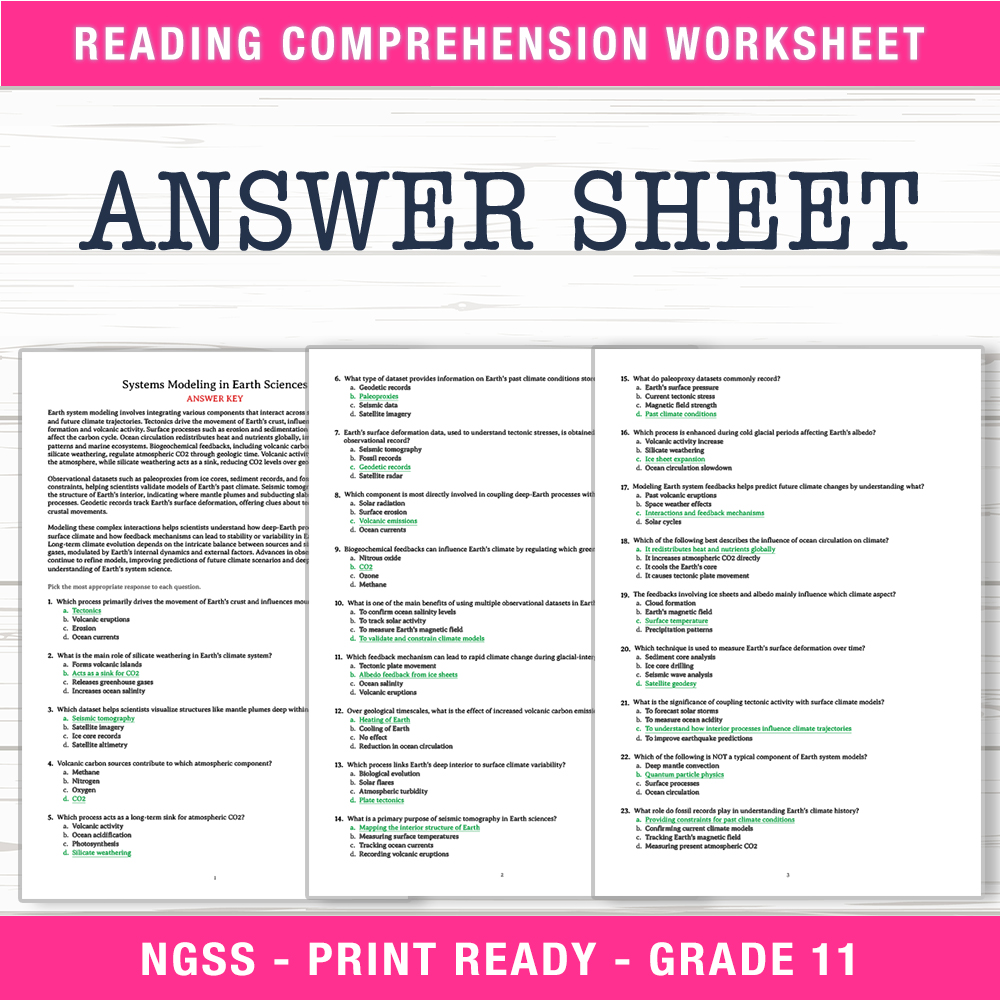 Grade 11 Science — worksheet — Grade 11 Science | Systems Modeling in Earth Sciences Worksheet (PDF) — page 2