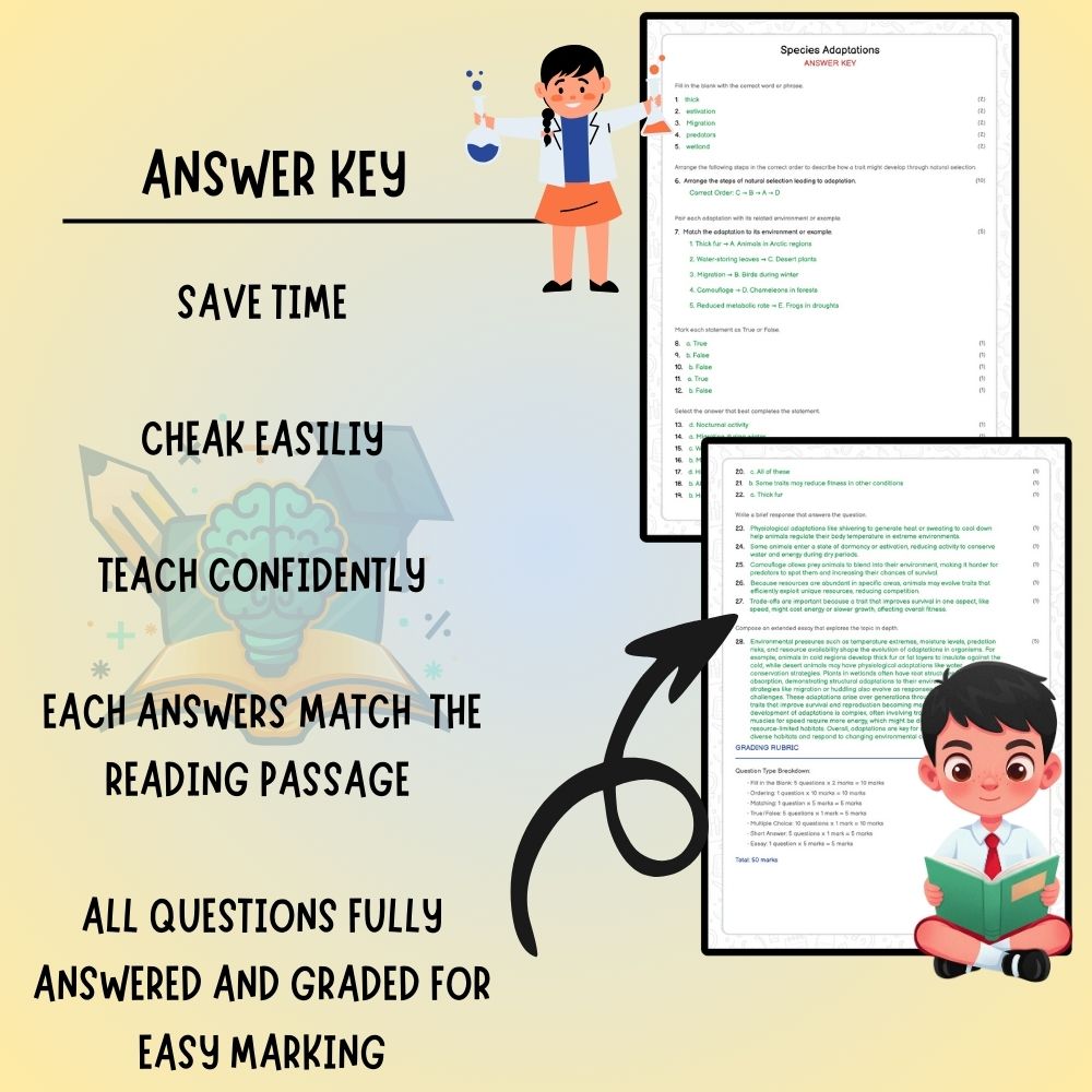 Grade 7 Science worksheet worksheet — Grade 7 Science | Species Adaptations Worksheet (PDF ) – Ontario Standards — page 3