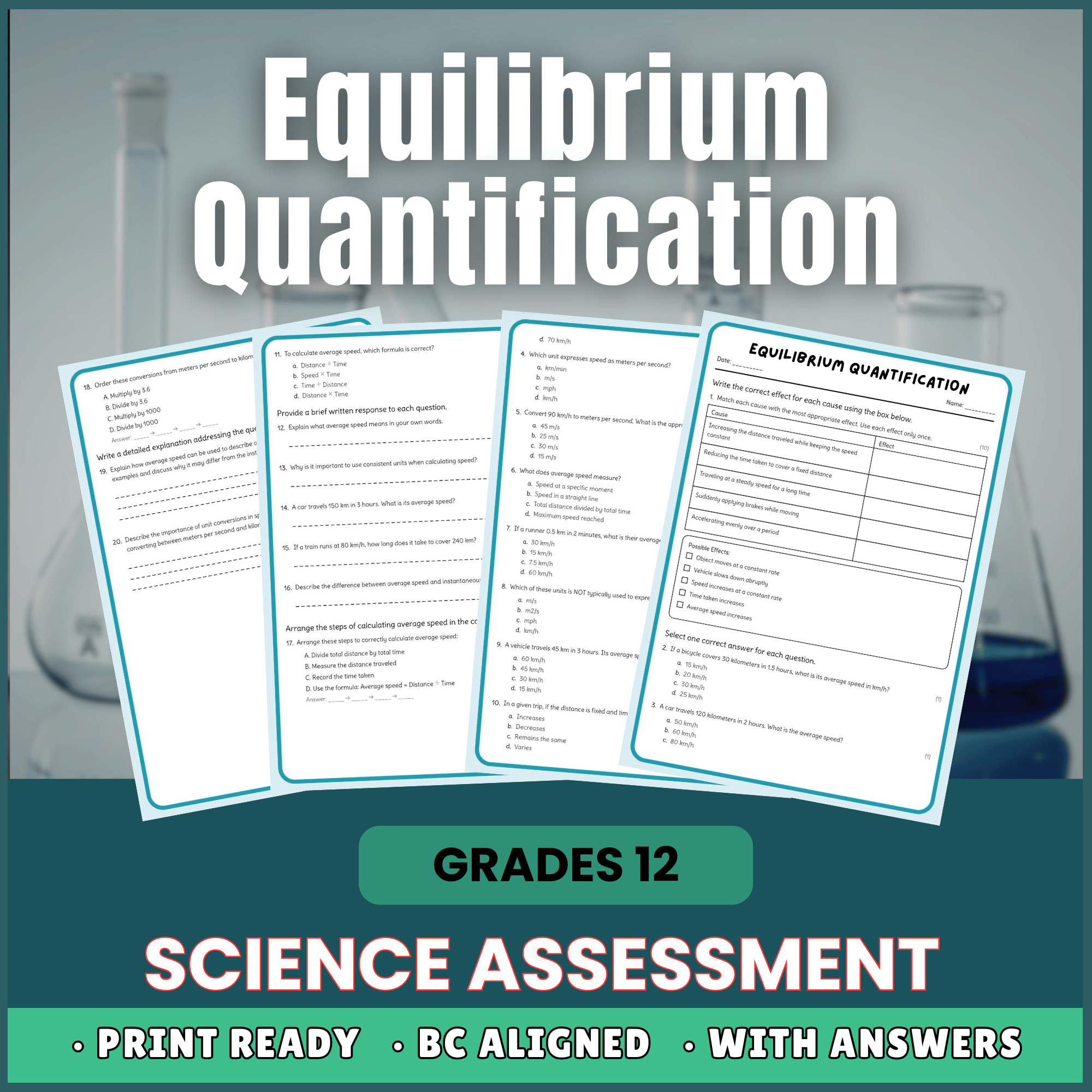 Grade 12 Science science 1 worksheet — Grade 12 Science | Equilibrium Quantification Worksheet (PDF) – BC Standards