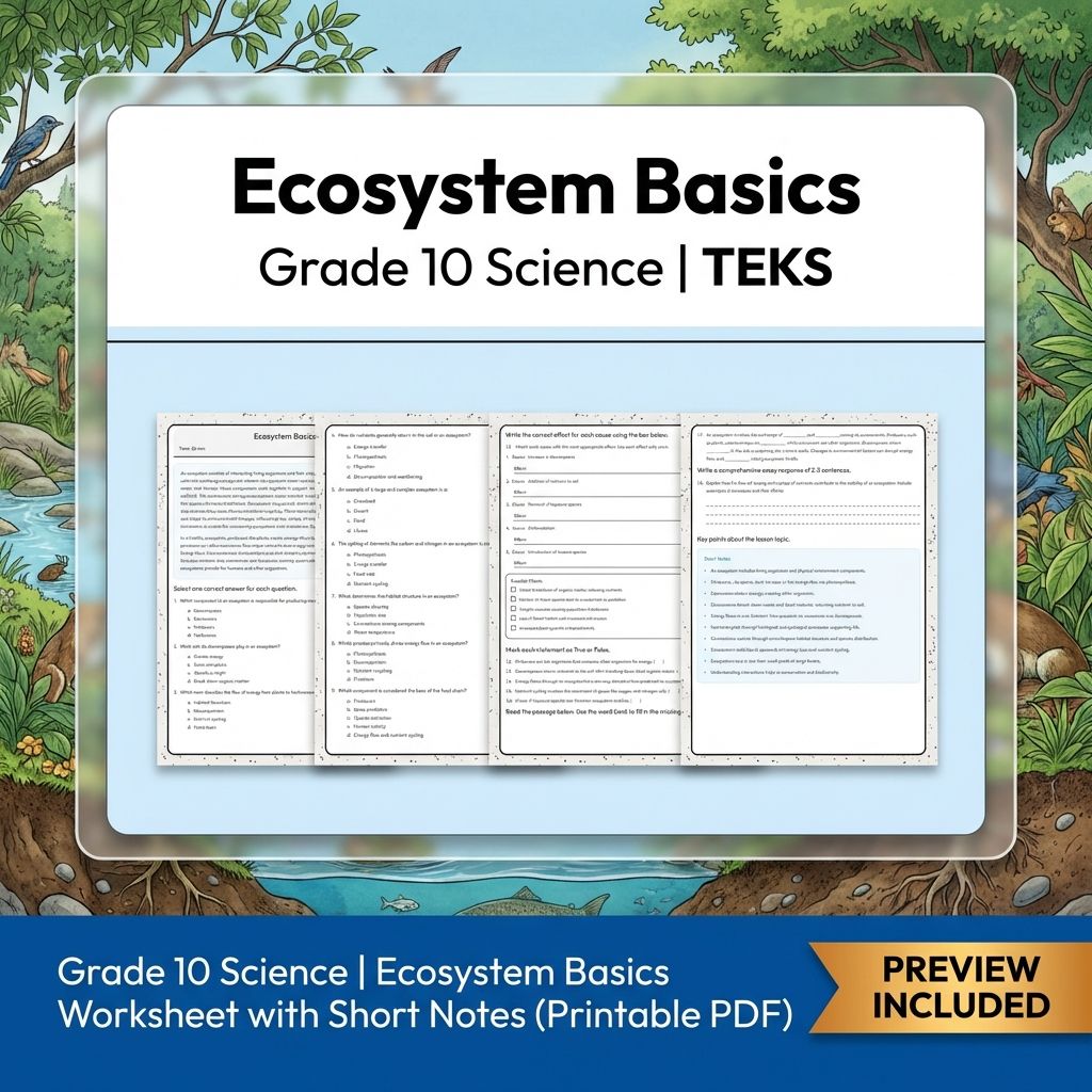 Grade 10 Science Worksheet Bundle – Genetics, Cell Biology & Ecology (PDF) — included worksheet 10