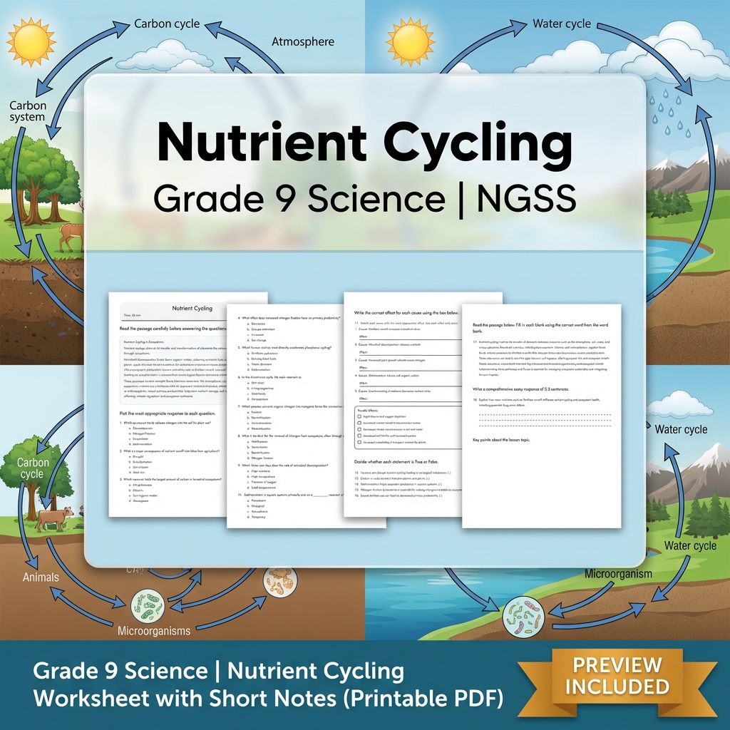 Grade 9 Science | Ecosystems: Interactions, Energy & Dynamics NGSS UNIT Bundle — included worksheet 1