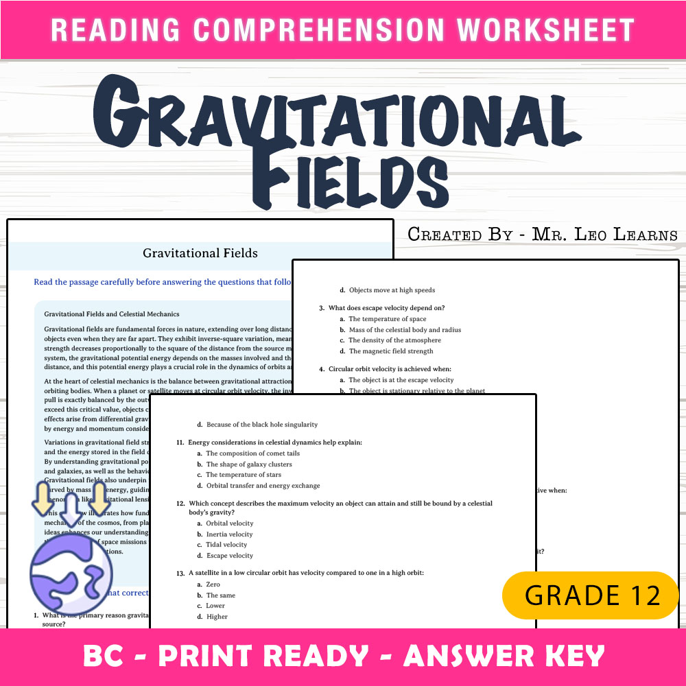 Grade 12 Science worksheet mcq paper worksheet — Grade 12 Science — Worksheet MCQ Paper for Mastering Gravitational Fields…
