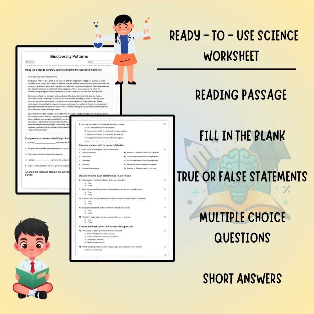 Grade 6 Science worksheet worksheet — 6th Grade Science | Biodiversity Patterns Worksheet (PDF) — page 2