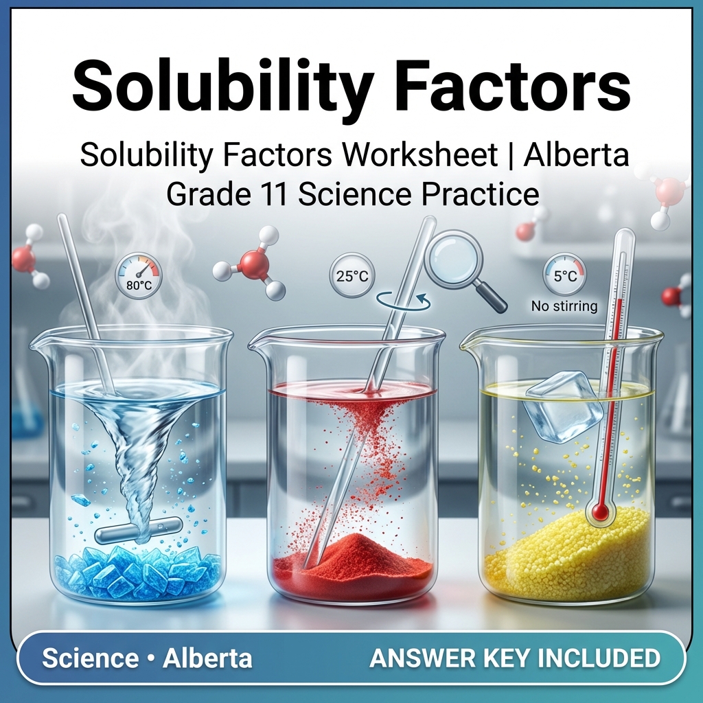 Solubility Factors Worksheet | Alberta Grade 11 Science Practice