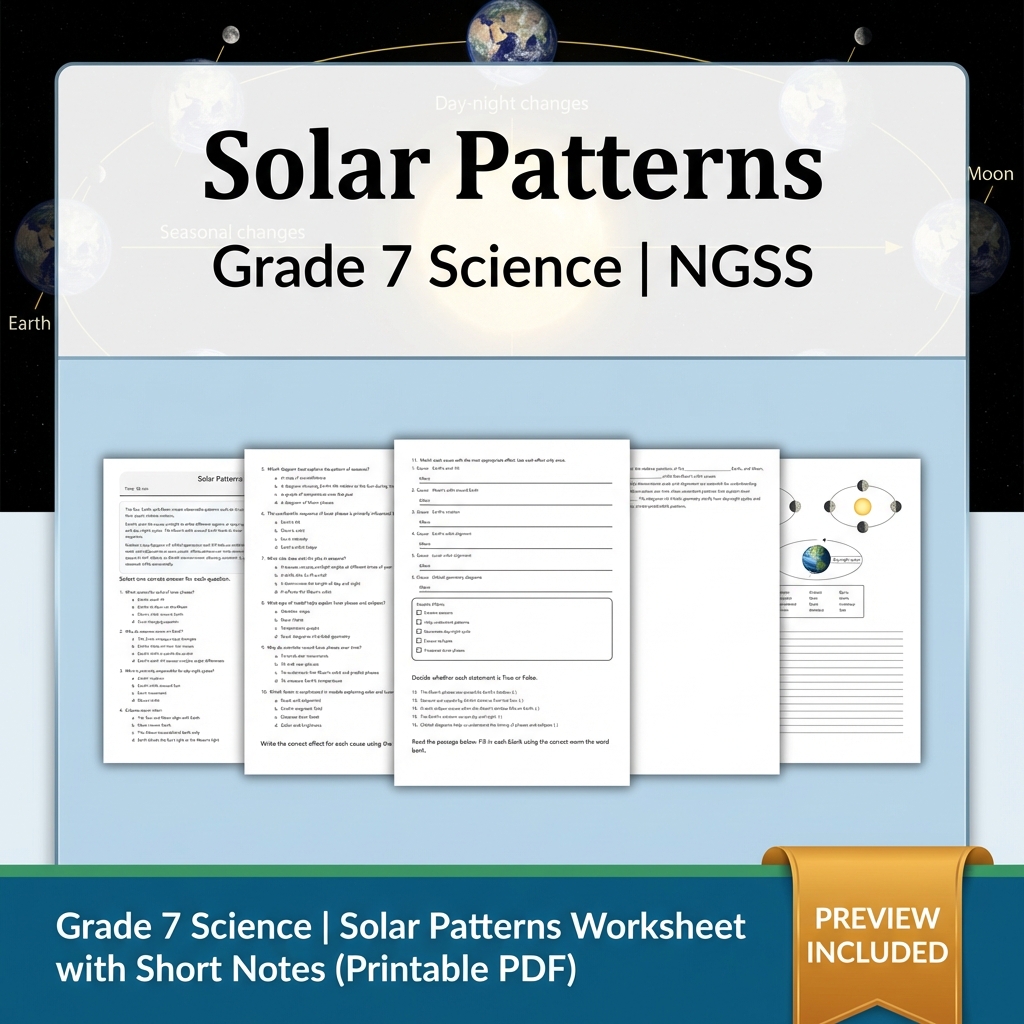Grade 7 Science | Earth's Place in the Universe Bundle(NGSS Aligned Worksheets) — included worksheet 1