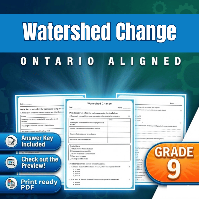 Grade 9 Science science 1 worksheet — Grade 9 Science Worksheet | Watershed Change and Impact (Ontario) (PDF)