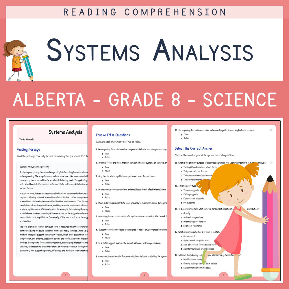Grade 8 Science worksheet elena worksheet — Grade 8 Science | Systems Analysis Worksheet | Alberta Standard — page 1