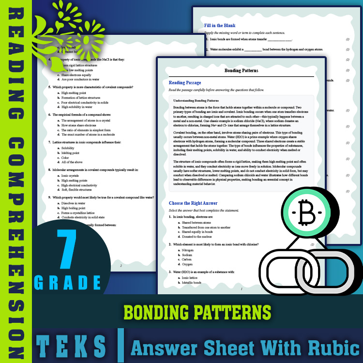 Grade 7 Science reading worksheets worksheet — 7th Grade Science | Bonding Patterns Reading Worksheet & Answer Key (PDF) —…