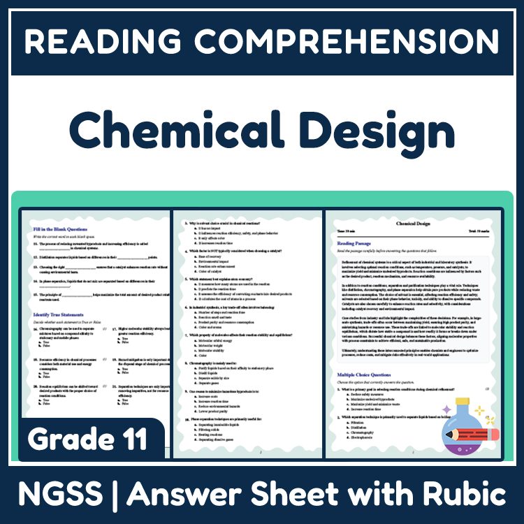 Grade 11 Science reading worksheets worksheet — Grade 11 Science | Chemical Design Reading Worksheet (PDF & Answer Key) —…