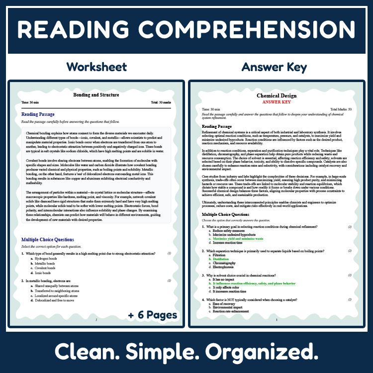 Grade 11 Science reading worksheets worksheet — Grade 11 Science | Chemical Design Reading Worksheet (PDF & Answer Key) —…