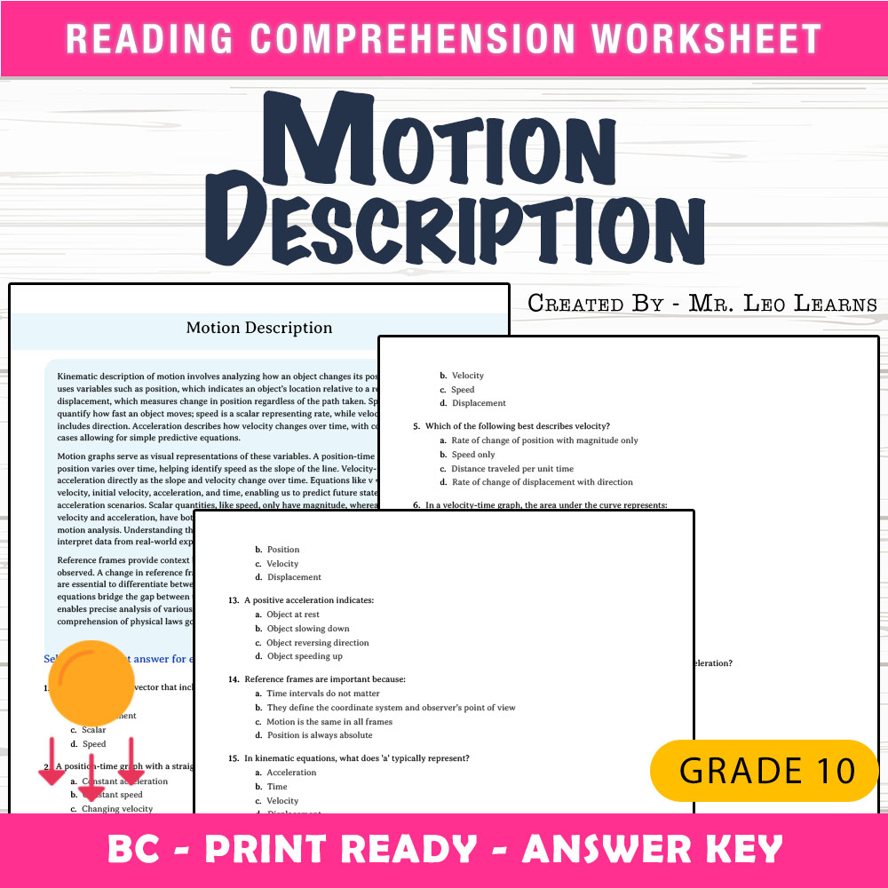 Grade 10 Science worksheet mcq paper worksheet — Grade 10 Science — Motion Worksheet MCQ Paper for Mastery — page 1