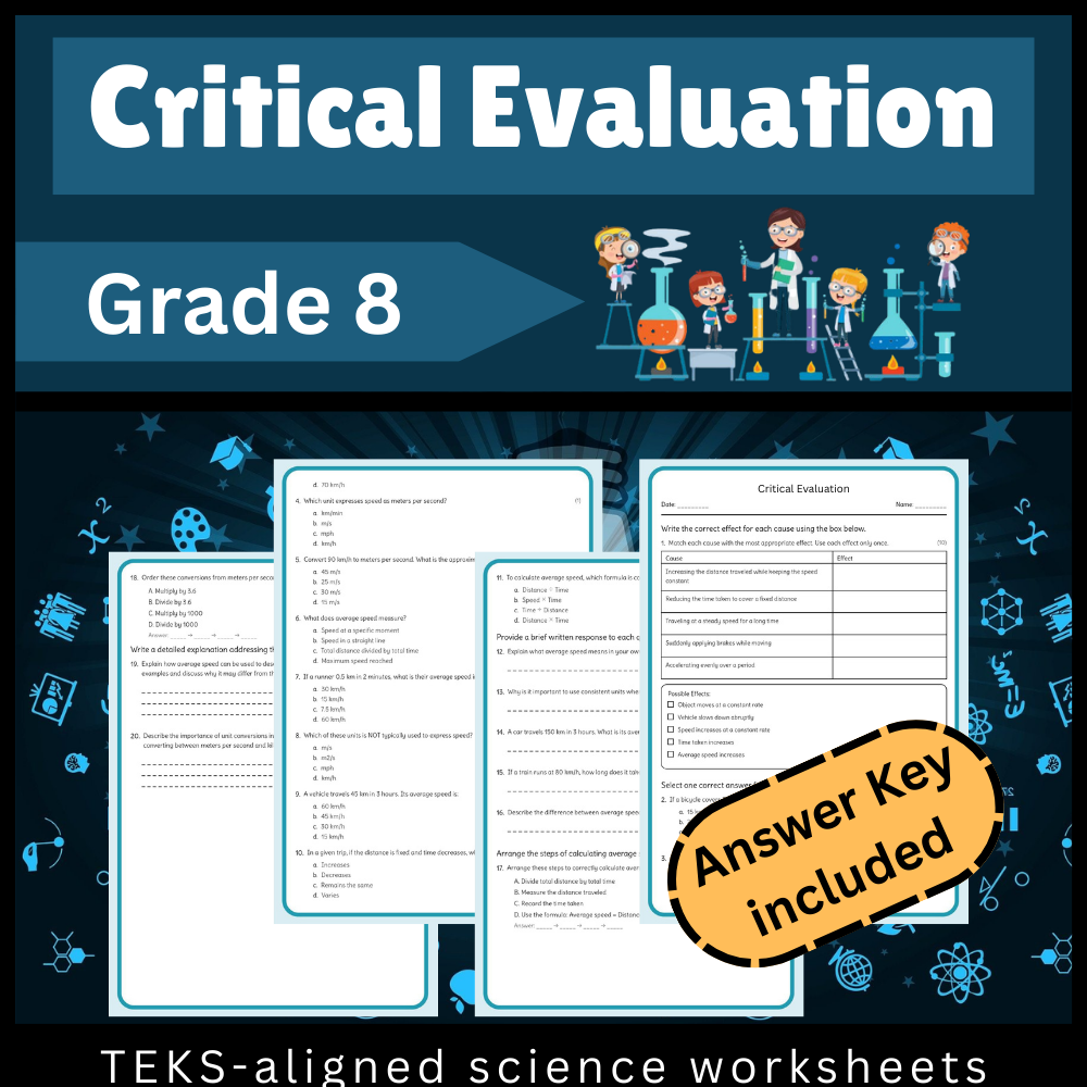 Grade 8 Science Worksheet Bundle | Ecosystems, Matter, Motion & More (TEKS Aligned) — included worksheet 8