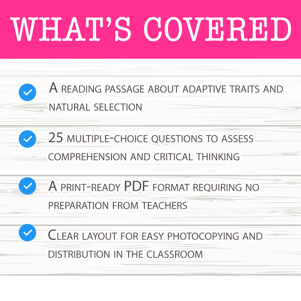 Grade 7 Science worksheet worksheet — Grade 7 Science — Adaptive Traits Analysis Worksheet for Mastery — page 2