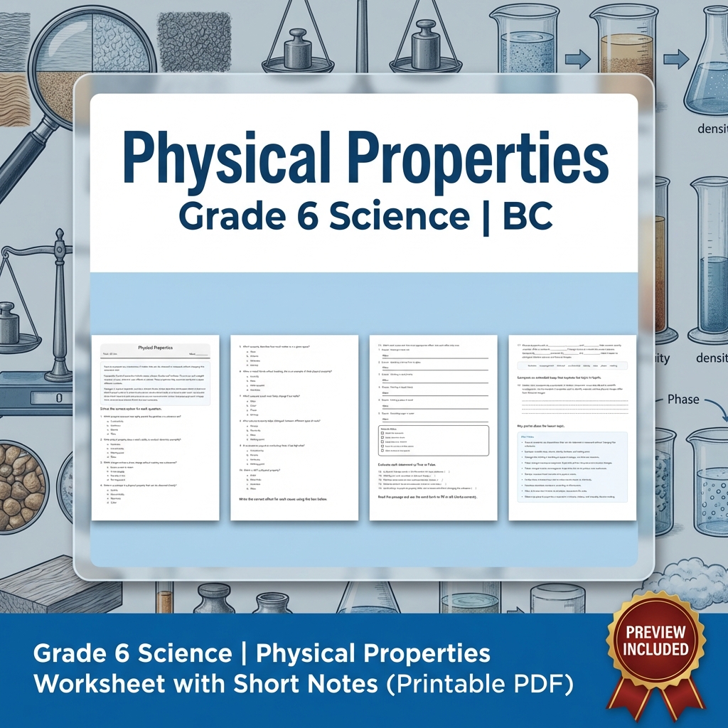 Grade 6 Science | Matter, Properties & Change UNIT Worksheet Bundle  — included worksheet 1