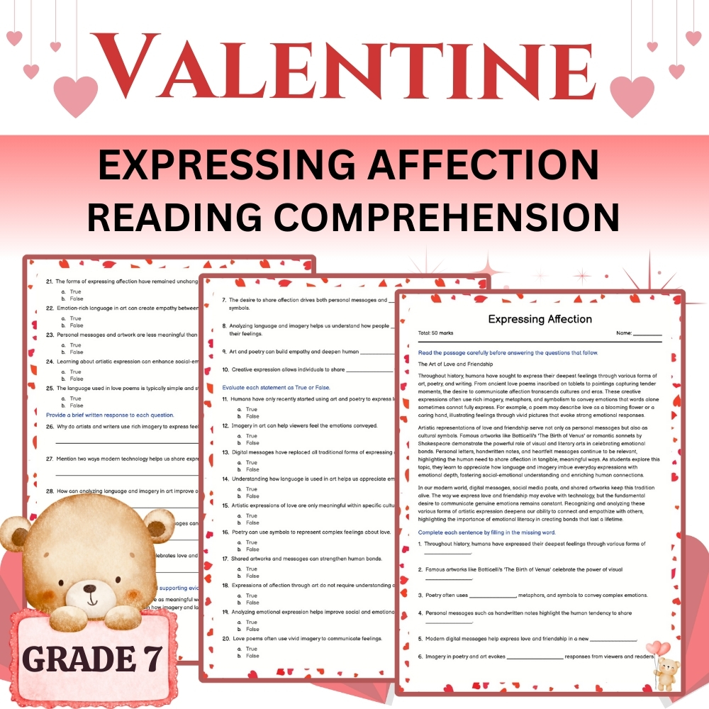 Grade 7 Seasonal Expressing Affection Worksheet (Worksheet + Answer Key)