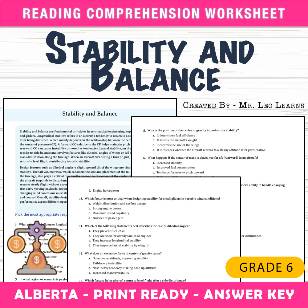 Grade 6 Science worksheet mcq paper worksheet — Grade 6 Science — Stability and Balance Worksheet MCQ Paper for Mastery —…