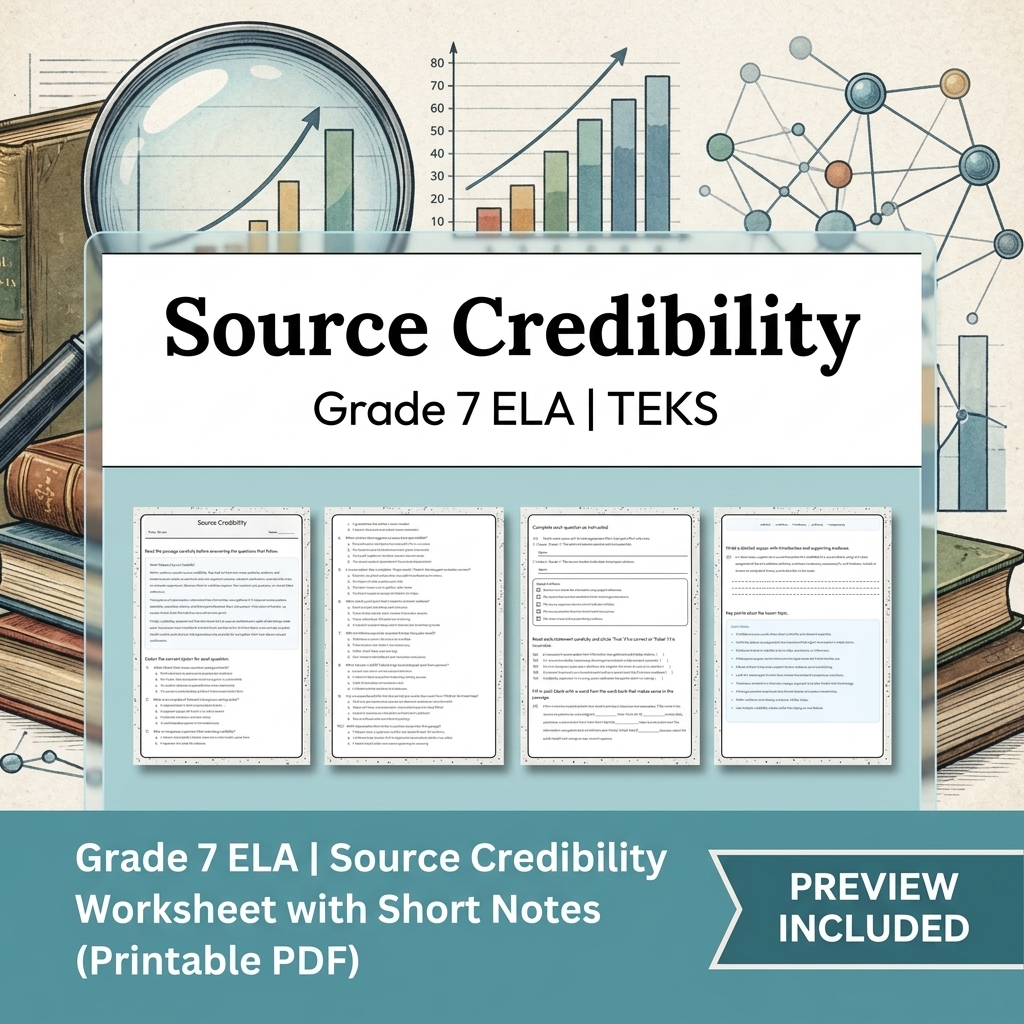 Grade 7 Evidence-Based Research Writing ELA full-year bundle TEKS — included worksheet 6