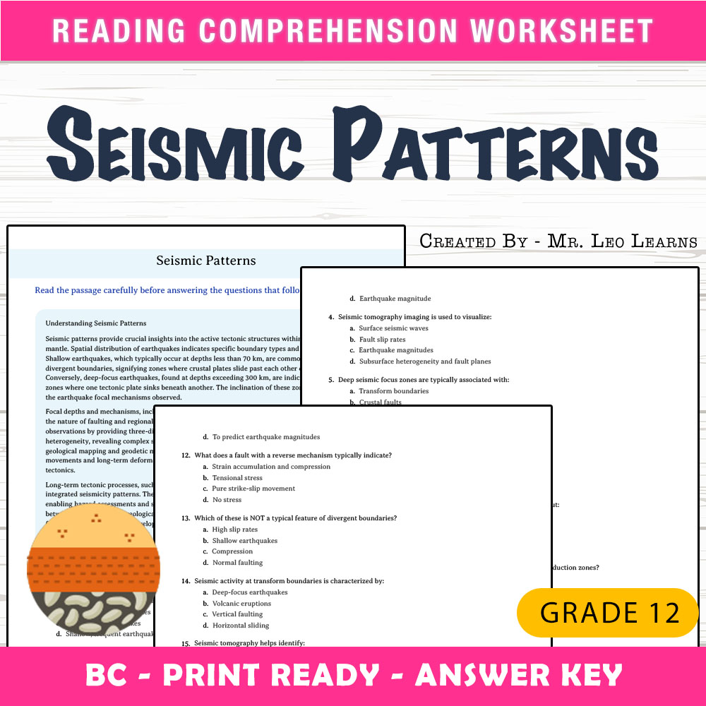 Grade 12 Science worksheet mcq paper worksheet — Grade 12 Science — Seismic Patterns Worksheet MCQ Paper — page 1