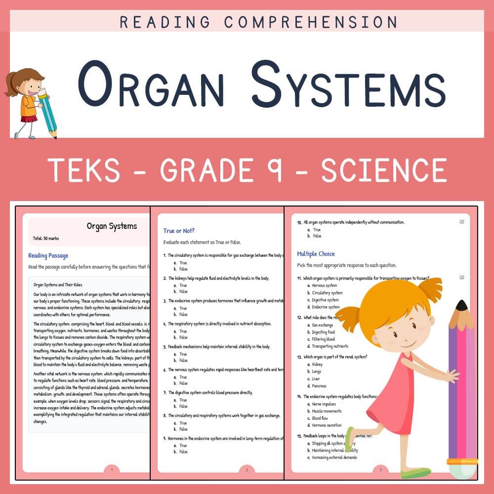 Grade 9 Science worksheet elena worksheet — Grade 9 Science | Organ Systems Worksheet | TEKS-Aligned — page 1