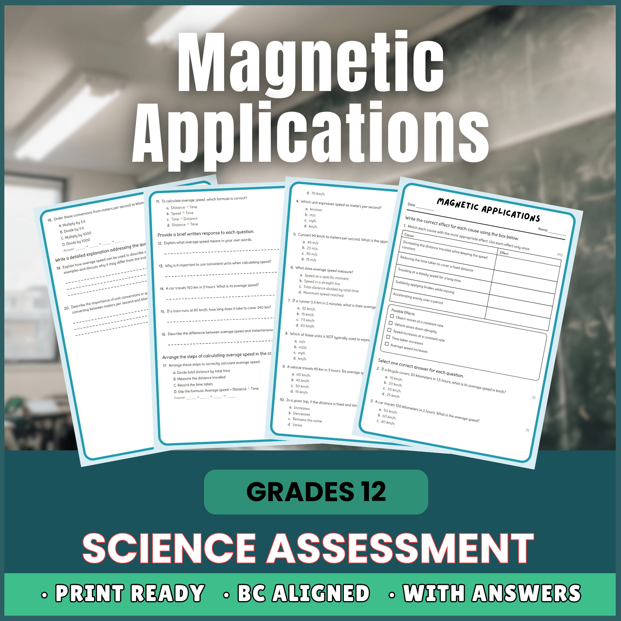 Grade 12 Science | Magnetic Applications Worksheet (Answer Key) – BC Standards