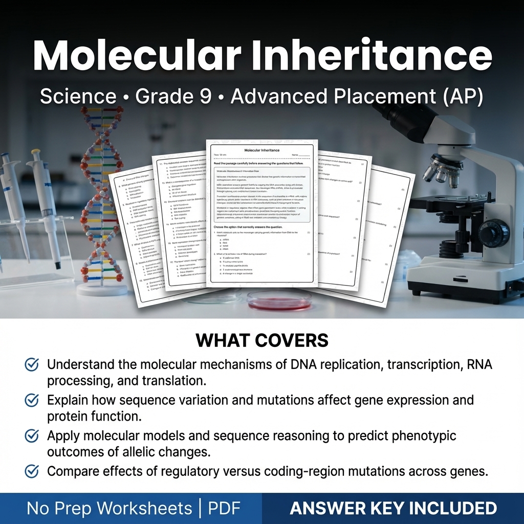 Grade 9 Science Worksheets Bundle | Physics, Earth Science & Biology  — included worksheet 4