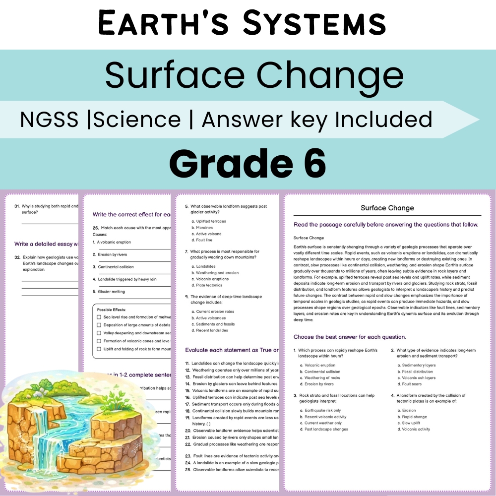 Grade 6 Science | Earth's Systems Unit Worksheet Bundle (NGSS Aligned) — included worksheet 1