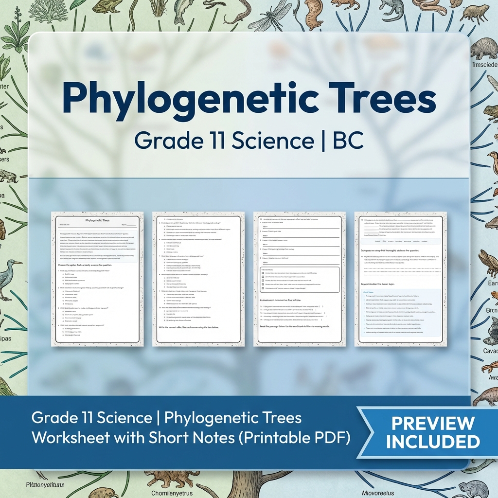 Grade 11 Science Full Year Bundle | Atomic Theory, Biology, Motion & Energy Worksheets — included worksheet 9