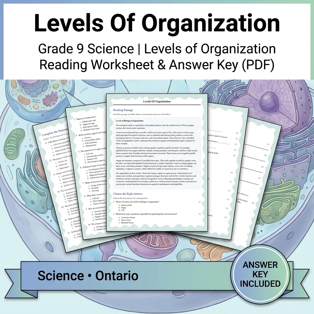 Grade 9 Science Unit Bundle | Human Body Systems & Cell Functions  — included worksheet 1
