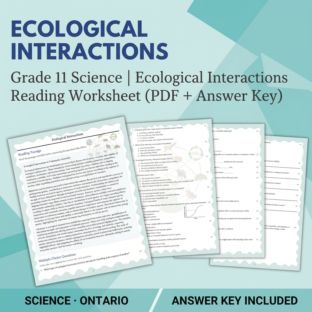 Grade 11 Science Bundle | Waves, Ecology, Physics & More (Answer Keys) — included worksheet 9