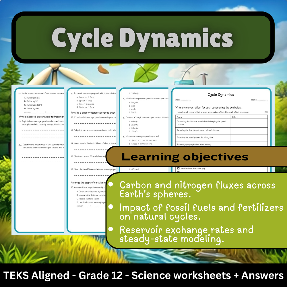 Grade 12 Science | Cycle Dynamics Worksheet (Answer Key) – TEKS  Science