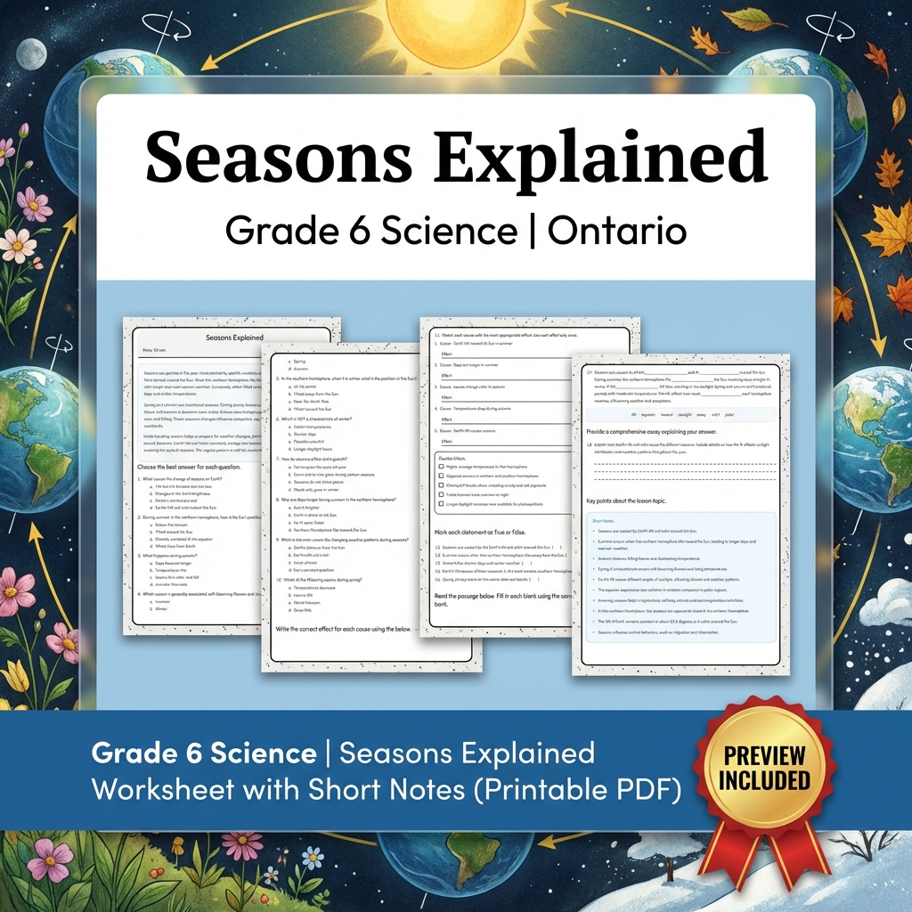 Grade 6 Science Lesson Group Bundle – Ontario Curriculum Worksheets — included worksheet 2