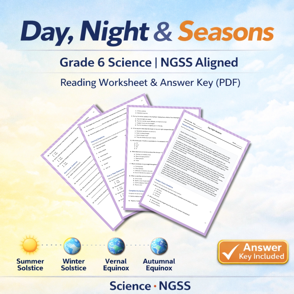 Grade 6 Science Unit Bundle | Space, Motion & Earth Cycles NGSS Worksheets — included worksheet 1